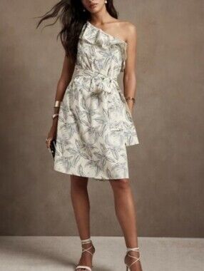 Banana Republic Factory One Shoulder Dress Coastal Resortwear European Vacation